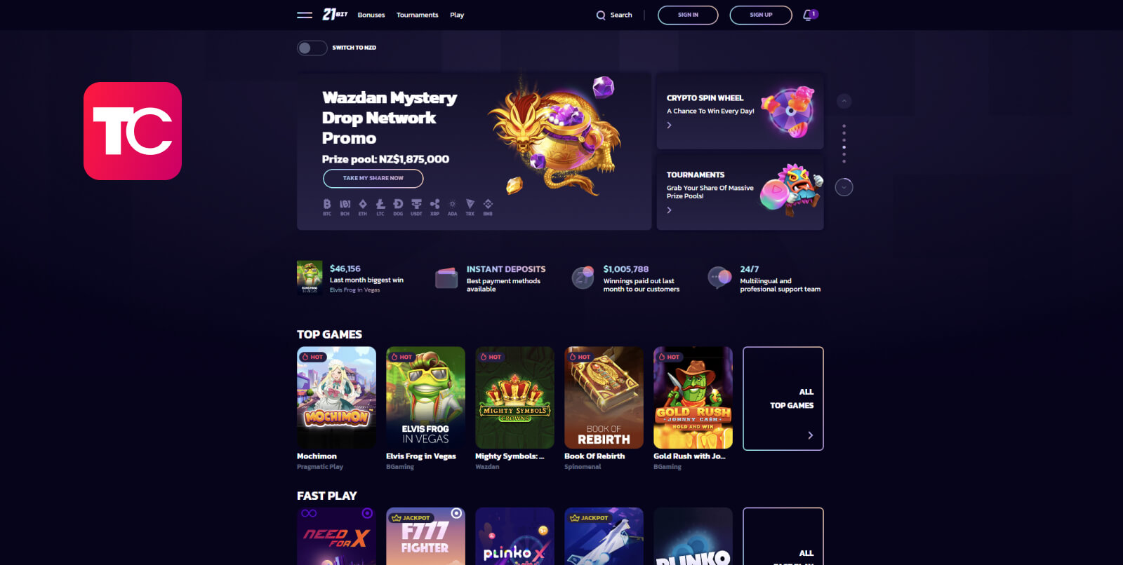 21bit casino review topcasinos