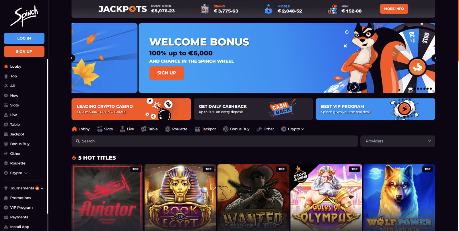 spinch casino review topcasinos