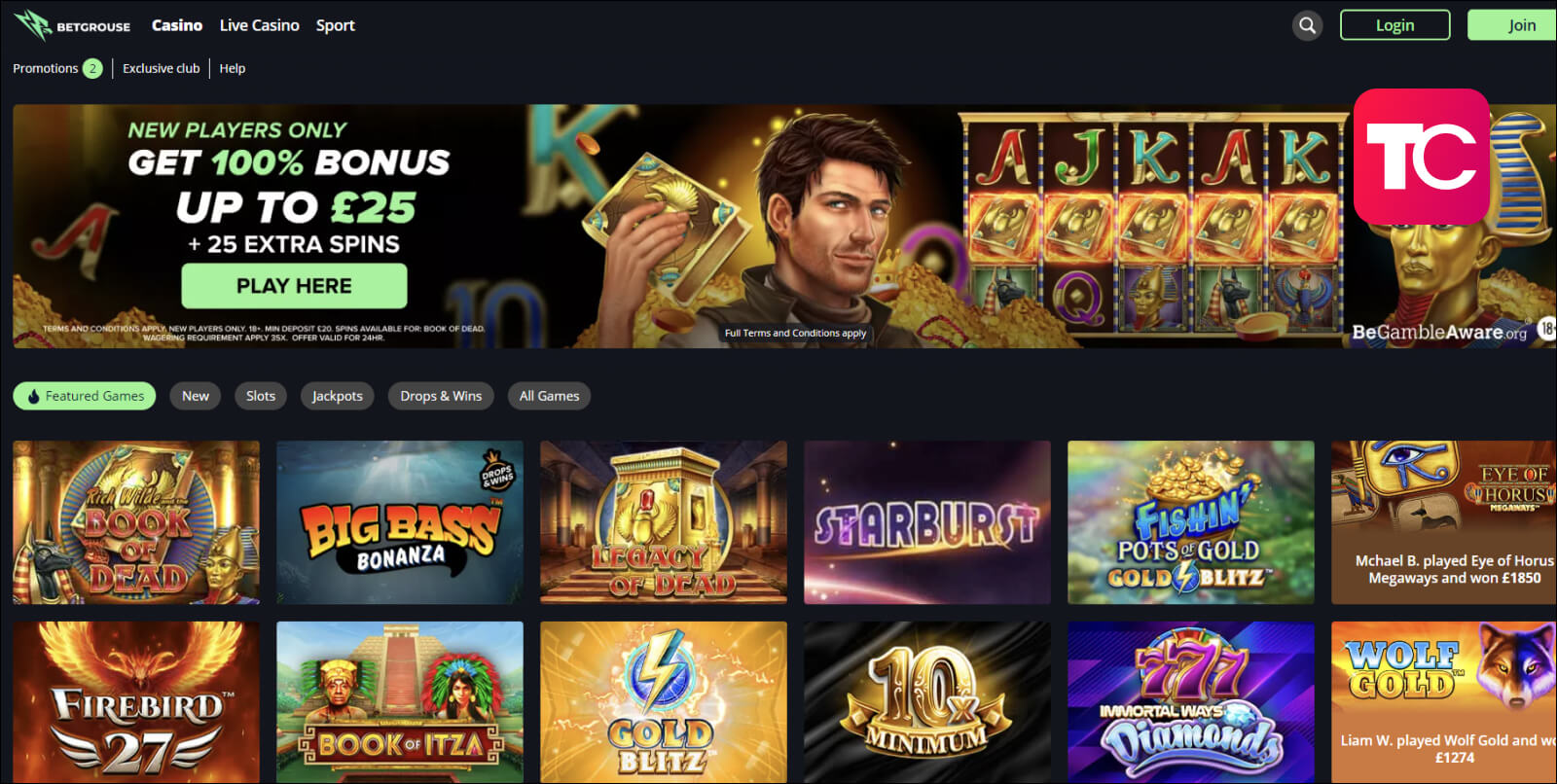 BetGrouse slots casino review topcasinos